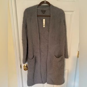The limited gray long fuzzy cardigan size xs new with tags originally $149